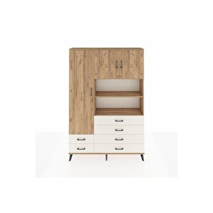 Arges Dolap 8 Raflı 6 Çekmeceli 3 Kapaklı 132x30x195 Çam-çam/aytaşı