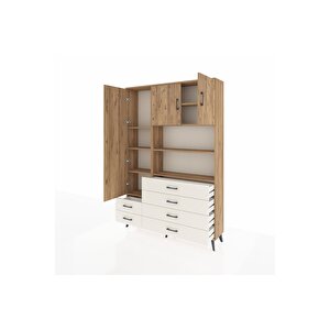 Arges Dolap 8 Raflı 6 Çekmeceli 3 Kapaklı 132x30x195 Çam-çam/aytaşı
