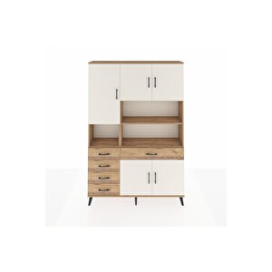 Arges Dolap 9 Raflı 5 Çekmeceli 5 Kapaklı 132x30x195 Çam-aytaşı/çam