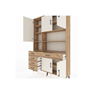 Arges Dolap 9 Raflı 5 Çekmeceli 5 Kapaklı 132x30x195 Çam-aytaşı/çam