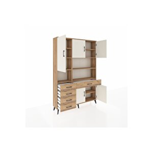 Arges Dolap 9 Raflı 5 Çekmeceli 5 Kapaklı 132x30x195 Çam-aytaşı/çam