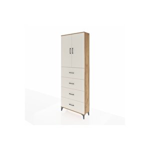 Arges Dolap 3 Raflı 4 Çekmeceli 2 Kapaklı 88x30x243 Çam-aytaşı