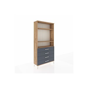 Arges Dolap 3 Raflı 4 Çekmeceli 88x30x182 Çam-antrasit