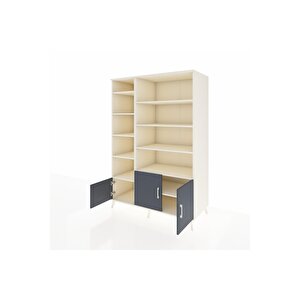 Kronos Dolap 10 Raflı 3 Kapaklı 132x59x195 Aytaşı-antrasit/aytaşı