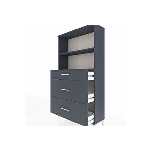 Arges Dolap 2 Raflı 3 Çekmeceli 88x30x163 Antrasit-antrasit