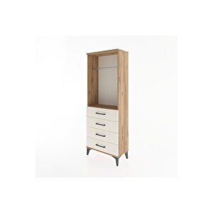 Arges Dolap Tek Raflı 4 Çekmeceli Tek Askılı 60x30x163 Çam-aytaşı