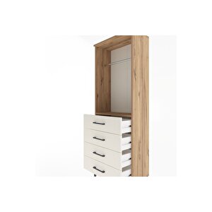 Arges Dolap Tek Raflı 4 Çekmeceli Tek Askılı 60x30x163 Çam-aytaşı