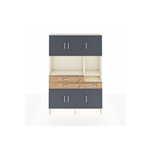 Arges Dolap 9 Raflı 3 Çekmeceli 6 Kapaklı 132x30x195 Aytaşı-antrasit/çam