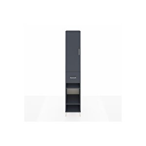 Hyperion Dolap 6 Raflı Tek Çekmeceli Tek Kapaklı 44x44x243 Antrasit-antrasit