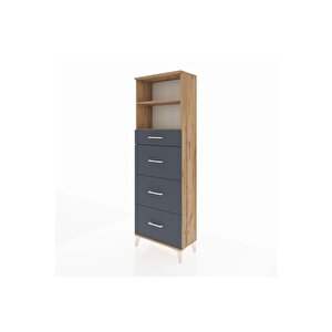 Arges Dolap 2 Raflı 4 Çekmeceli 60x30x182 Çam-antrasit