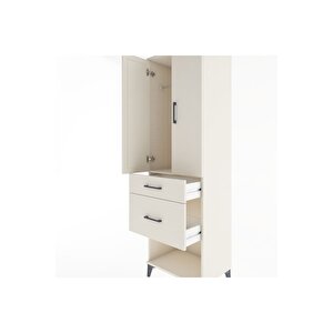 Hyperion Dolap Tek Raflı 2 Çekmeceli Tek Askılı 60x44x195 Aytaşı-aytaşı