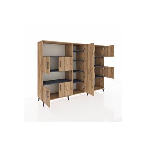 Hyperion Dolap 10 Raflı 9 Kapaklı 220x44x163 Çam-çam/antrasit