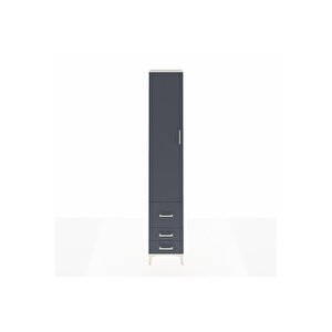 Hyperion Dolap 3 Raflı 3 Çekmeceli Tek Askılı 44x44x243 Aytaşı-antrasit