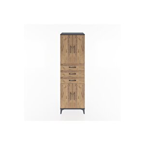 Hyperion Dolap 3 Raflı 3 Çekmeceli 4 Kapaklı 60x44x195 Antrasit-çam