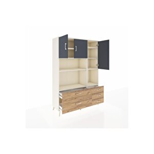 Hyperion Dolap 8 Raflı 5 Çekmeceli 3 Kapaklı 132x44x195 Aytaşı-antrasit/çam