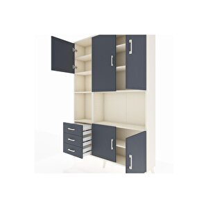 Arges Gardrop 9 Raflı 3 Çekmeceli 5 Kapaklı 132x30x195 Aytaşı-antrasit