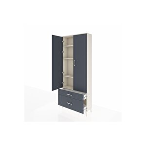 Arges Dolap 4 Raflı 2 Çekmeceli 2 Kapaklı 88x30x221 Aytaşı-antrasit