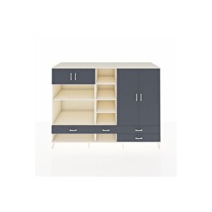 Kronos Dolap 12 Raflı 4 Çekmeceli 4 Kapaklı 220x59x163 Aytaşı-antrasit