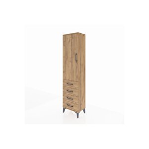 Arges Dolap 2 Raflı 4 Çekmeceli Tek Kapaklı 44x30x182 Çam-çam