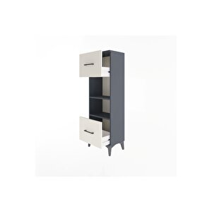 Arges Dolap 2 Raflı 2 Çekmeceli 44x30x134 Antrasit-aytaşı