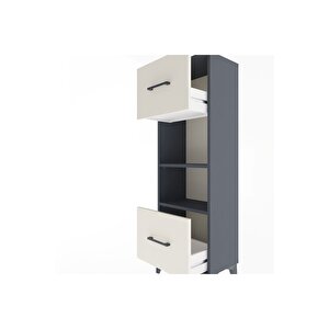 Arges Dolap 2 Raflı 2 Çekmeceli 44x30x134 Antrasit-aytaşı