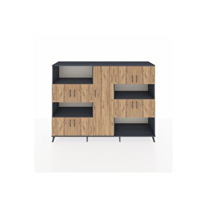 Hyperion Dolap 10 Raflı 9 Kapaklı 220x44x163 Antrasit-çam/antrasit