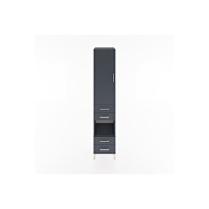 Hyperion Dolap 4 Raflı 4 Çekmeceli Tek Kapaklı 44x44x221 Antrasit-antrasit
