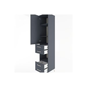 Hyperion Dolap 4 Raflı 4 Çekmeceli Tek Kapaklı 44x44x221 Antrasit-antrasit
