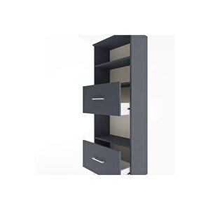 Arges Dolap 3 Raflı 2 Çekmeceli 60x30x163 Antrasit-antrasit