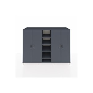 Kronos Dolap 12 Raflı 4 Kapaklı 220x59x163 Antrasit-antrasit