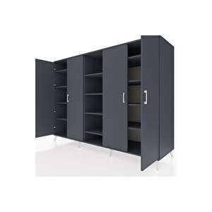 Kronos Dolap 12 Raflı 4 Kapaklı 220x59x163 Antrasit-antrasit