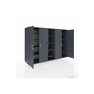 Kronos Dolap 12 Raflı 4 Kapaklı 220x59x163 Antrasit-antrasit