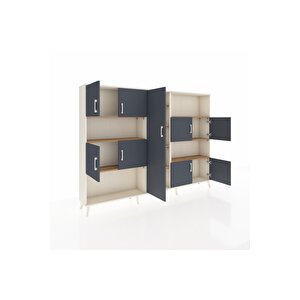 Arges Dolap 10 Raflı 9 Kapaklı 220x30x163 Aytaşı-antrasit/çam