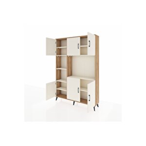 Arges Gardrop 9 Raflı 6 Kapaklı 132x30x195 Çam-aytaşı