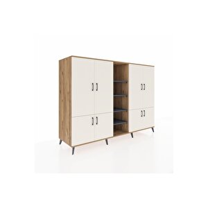 Kronos Dolap 14 Raflı 8 Kapaklı 220x59x163 Çam-aytaşı/antrasit