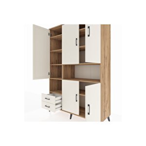 Hyperion Gardrop 10 Raflı 2 Çekmeceli 5 Kapaklı 132x44x195 Çam-aytaşı