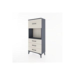 Hyperion Dolap Tek Raflı 4 Çekmeceli 60x44x134 Antrasit-aytaşı