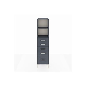 Arges Dolap 2 Raflı 5 Çekmeceli 44x30x182 Antrasit-antrasit