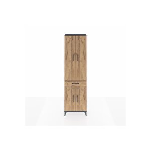 Arges Dolap 3 Raflı Tek Çekmeceli Tek Askılı 60x30x221 Antrasit-çam