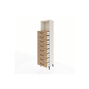 Arges Dolap Tek Raflı 8 Çekmeceli 44x30x182 Aytaşı-çam