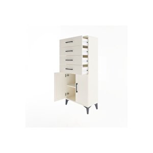 Arges Dolap Tek Raflı 4 Çekmeceli 2 Kapaklı 60x30x134 Aytaşı-aytaşı