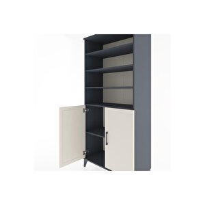 Hyperion Dolap 5 Raflı 2 Kapaklı 88x44x195 Antrasit-aytaşı