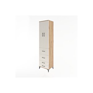 Hyperion Dolap 4 Raflı 4 Çekmeceli 2 Kapaklı 60x44x243 Çam-aytaşı
