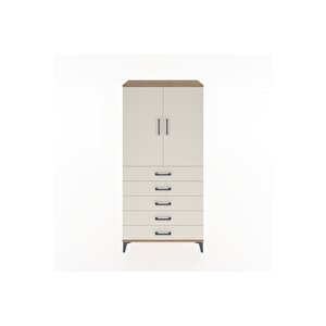 Hyperion Dolap 2 Raflı 5 Çekmeceli 2 Kapaklı 88x44x182 Çam-aytaşı