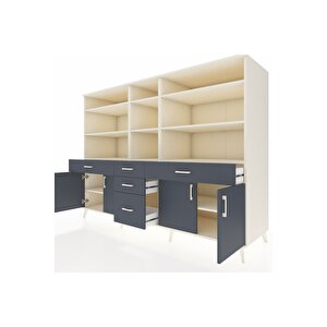 Kronos Dolap 11 Raflı 5 Çekmeceli 4 Kapaklı 220x59x163 Aytaşı-antrasit