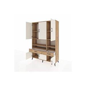 Hyperion Dolap 8 Raflı 2 Çekmeceli 6 Kapaklı 132x44x195 Çam-aytaşı/çam