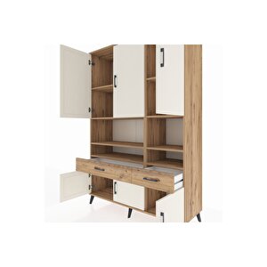 Hyperion Dolap 8 Raflı 2 Çekmeceli 6 Kapaklı 132x44x195 Çam-aytaşı/çam