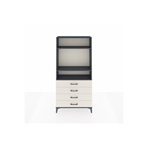 Arges Dolap 3 Raflı 4 Çekmeceli 88x30x182 Antrasit-aytaşı