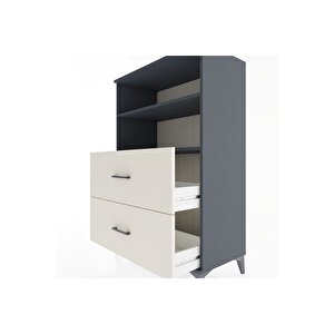 Hyperion Dolap 2 Raflı 2 Çekmeceli 88x44x134 Antrasit-aytaşı