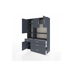 Hyperion Gardrop 9 Raflı 4 Çekmeceli 4 Kapaklı 132x44x195 Antrasit-antrasit